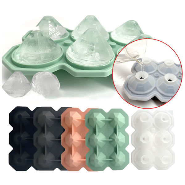 6 hålrum Diamond silikon iskubbrickor Ice Cube Maker - high quality grey