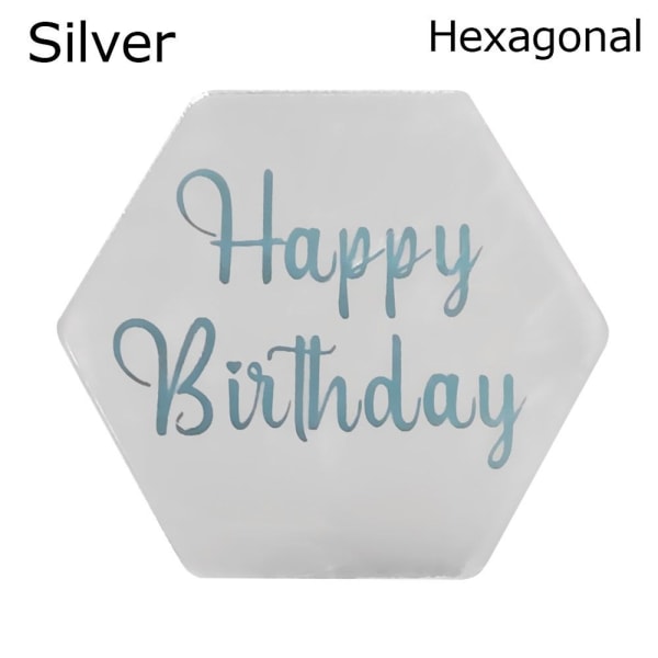 10 Cake Top Flag Cupcake Topper SILVER HEXAGONAL - spot-ale Silver Hexagonal-Hexagonal