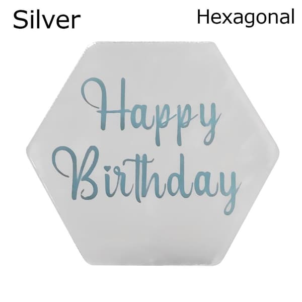 10st Cake Top Flagga Cupcake Topper SILVER HEXAGONAL - spot försäljning Silver Hexagonal-Hexagonal