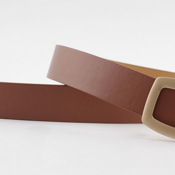 Läder brett bälte Guldnål Spänne Midjeband BEIGE - stock beige