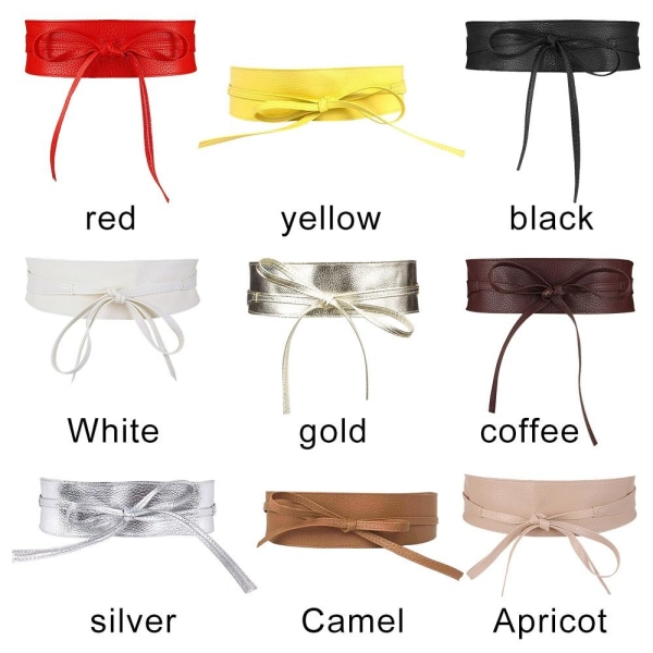 Kvinnor bälte för klänning Läder bowknot breda bälten - stock black