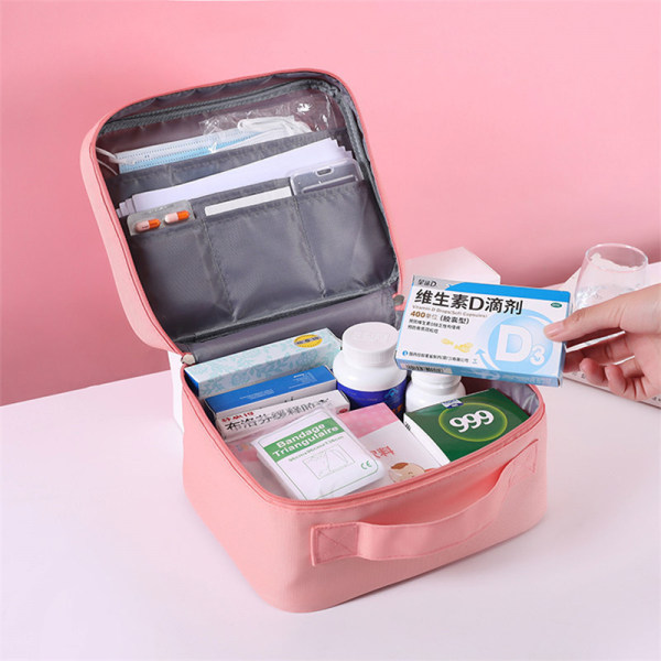 Mini Bärbar Medicin Förvaringsväska Reseförsta hjälpen Kit - spot försäljning Pink