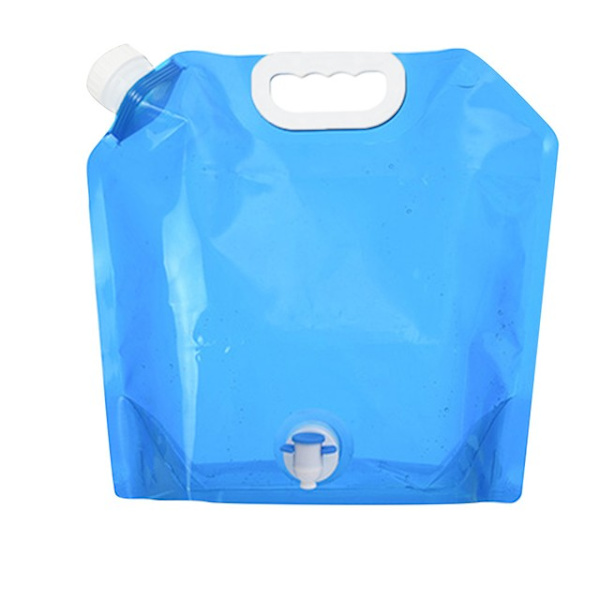 Utomhus Bärbar vattenpåse i plast med hopfällbar behållare - stock Blue 10L With faucet