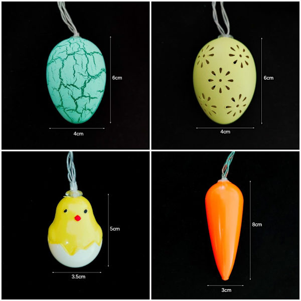 Hiboom Easter Pastelli Lights Lights, Egg Decoration Lights - varastossa