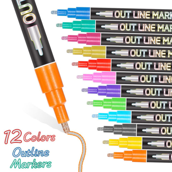 Double Line Pen Metallic Markers 20PCS/SET - varastossa