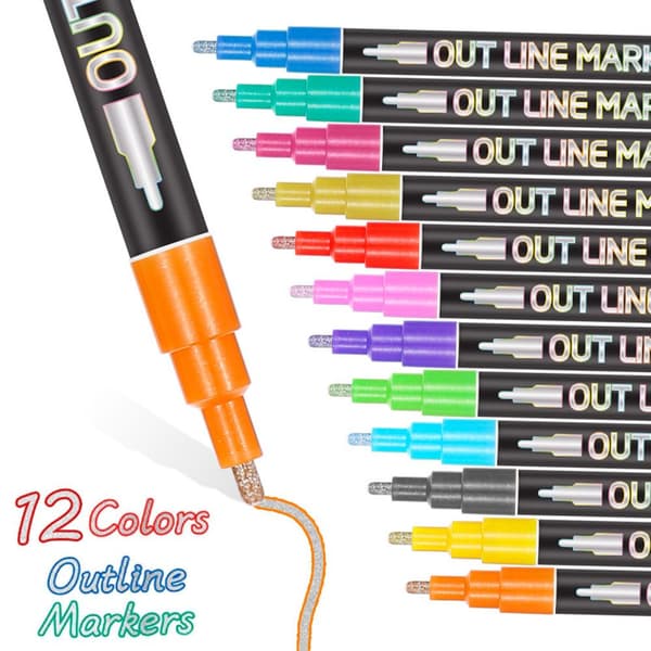 Double Line Penna Metallic Markers 12ST/ SET - high quality