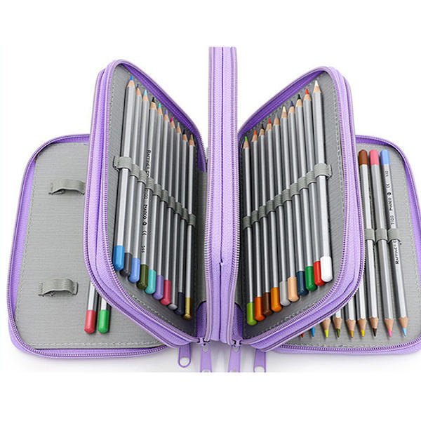72-fack case för färgpenna Makeup Brush kosmetiska borstar - stock Lila utan penna 12.5x19.5x9cm