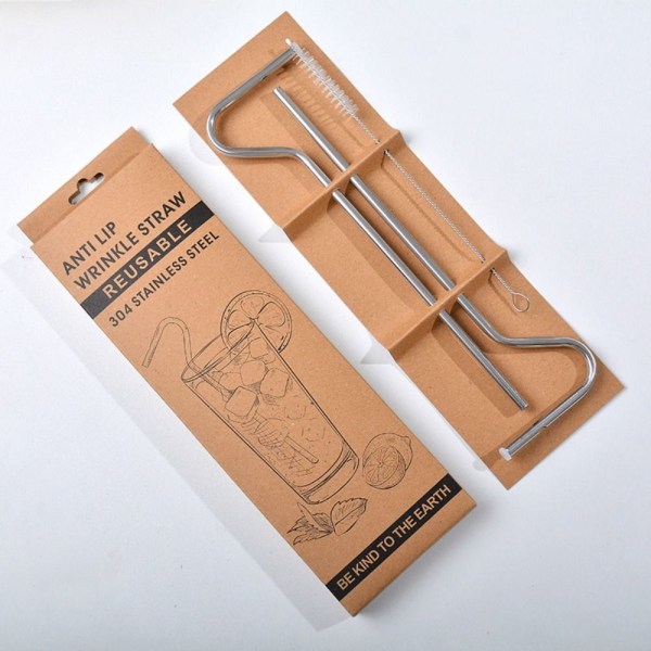 3/6ST Anti Wrinkle Straw Dricksug SILVER 3ST - high quality silver 3pcs-3pcs