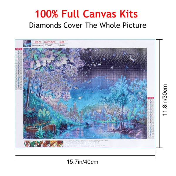 Full Diamond Painting Riverside Night Scene Uusi - spot-myynti