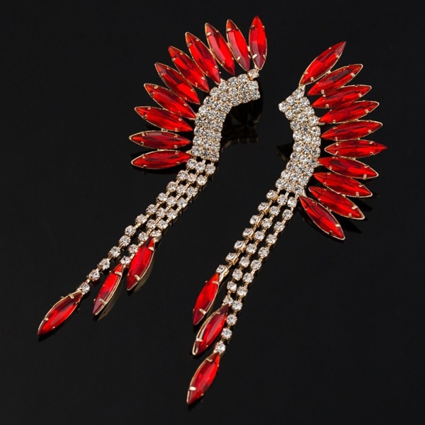 Kvinna Örhänge Lång Fringe Örhängen RÖD - high quality red