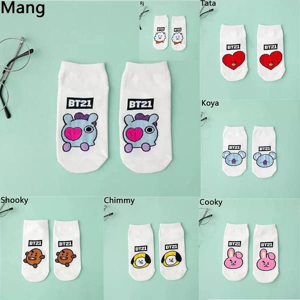KPOP BT21 BTS Söta korta strumpor - stock