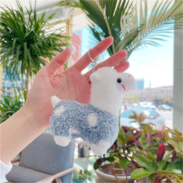 Alpaca- Nyckelring Plysch påsk Lama Plyschhänge Mini Fårdocka Gosedjur Nyckelring för flickor Pojkar - stock Sky Blue One Size