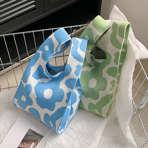 Stickad Handväska BLÅ - spot försäljning blue