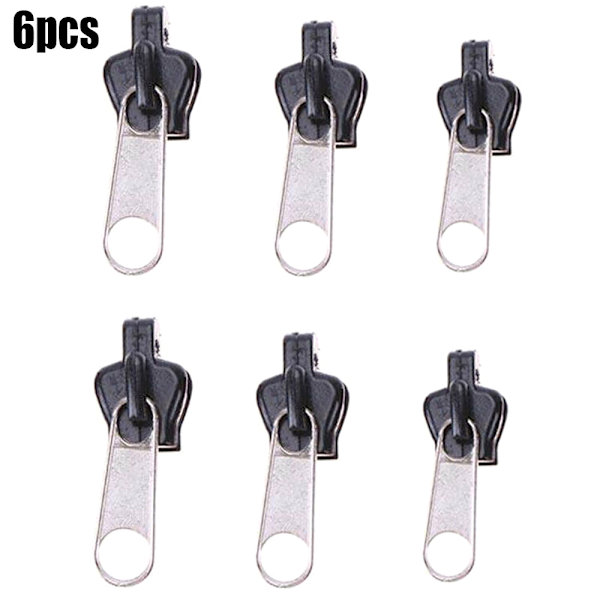 6ST Fixa blixtlås Zip Slider Reparationssats - high quality Black & Silver