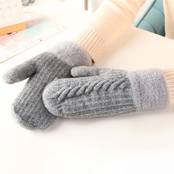 Stickade Handskar Full Fingers Handskar GRÅ - on stock grey