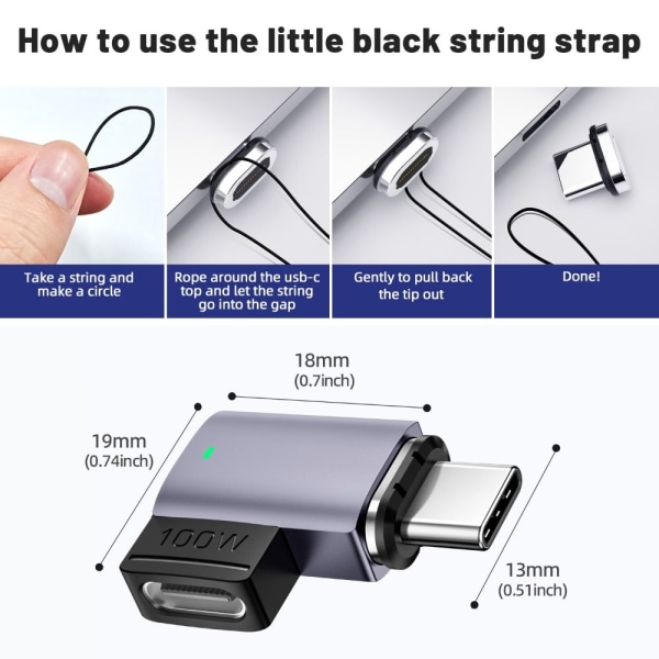 USB C till typ C-adapter Magnetisk ARMBÅG - high quality Elbow
