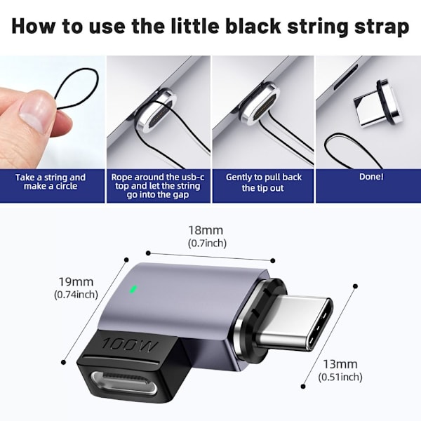 USB C till typ C-adapter Magnetisk RAK - spot sales Straight