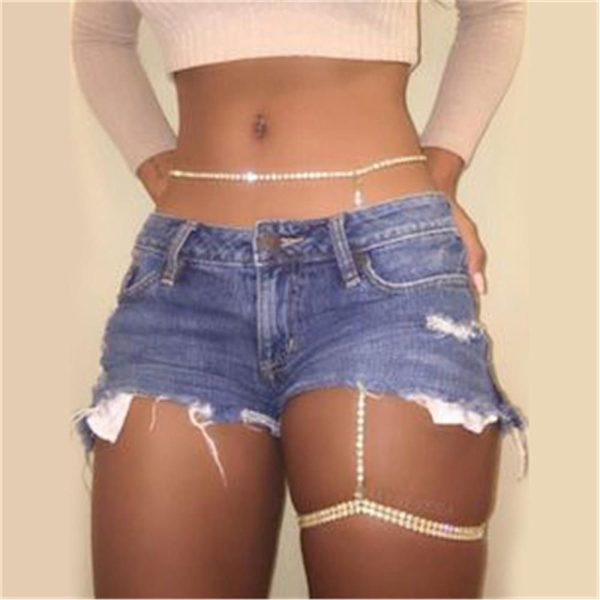 Flera lager Ben Body Chain Thigh Chain STIL 4-GULD - high quality Style 4-Gold