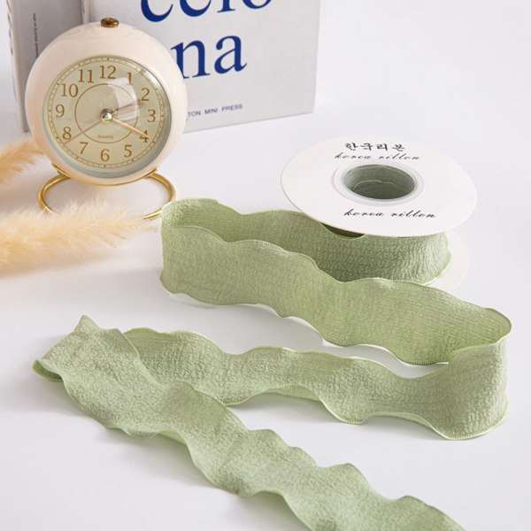 10Yards wrinkled Cotton Ribbon pellavansiemenvihreä - varastossa Green