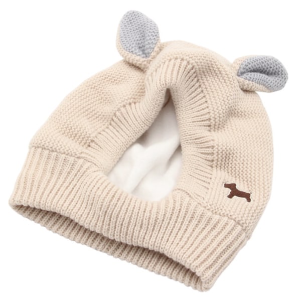 Vinter Pet Hat Warm Creative Stickad Vindtät Söt Ear Dog Hat - spot försäljning beige