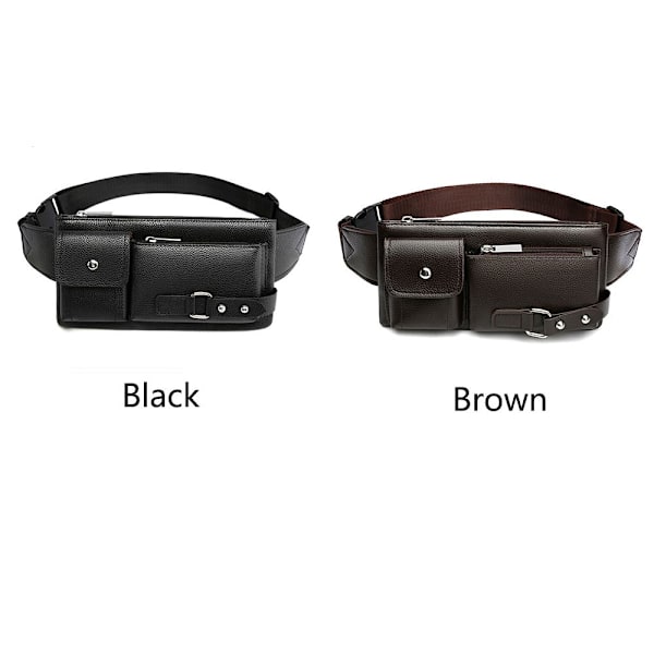Läder midjeväska Fanny Pack BROWN - high quality Brown S