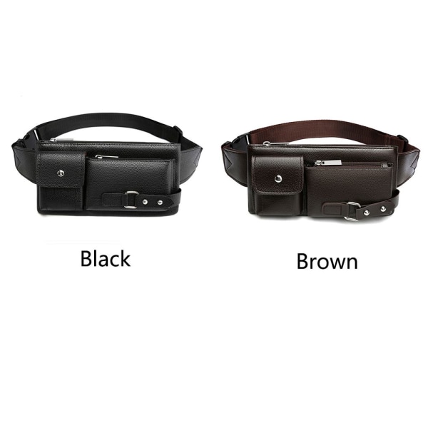 Läder midjeväska Fanny Pack VART - stock Black S