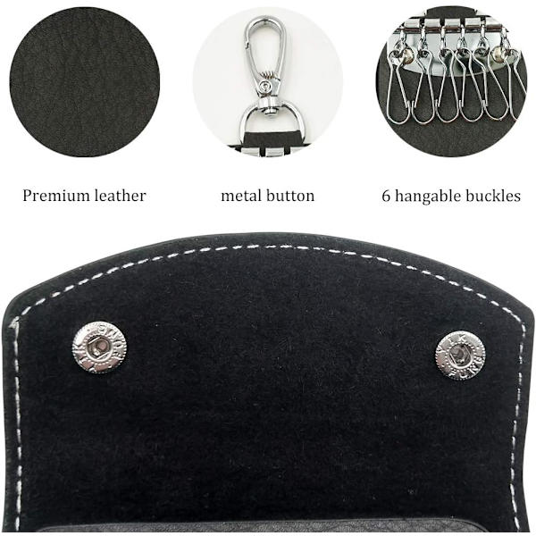 Svart case, lädernyckelhållare unisex - on stock