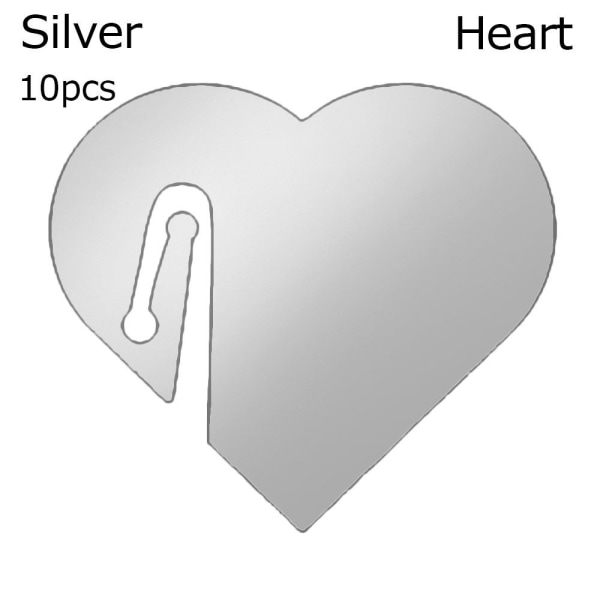 10 kpl Juomamerkki Tagit Vieraiden nimilappu SILVER HEART - varastossa Silver Heart-Heart