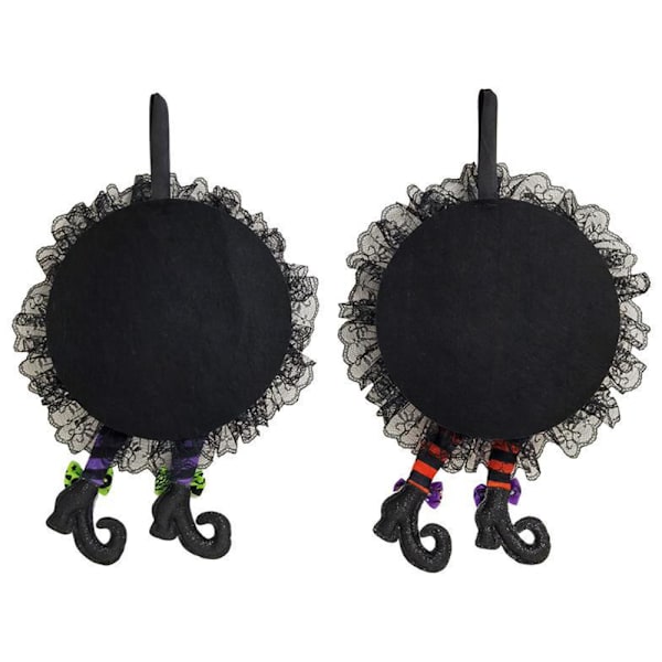 Creative Halloween Witch Legs Design Wreath Rustic Simple Decor - varastossa purple