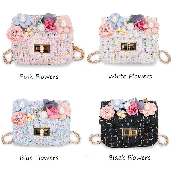 Ryggsäck Handväska VIT BLOMMOR - on stock