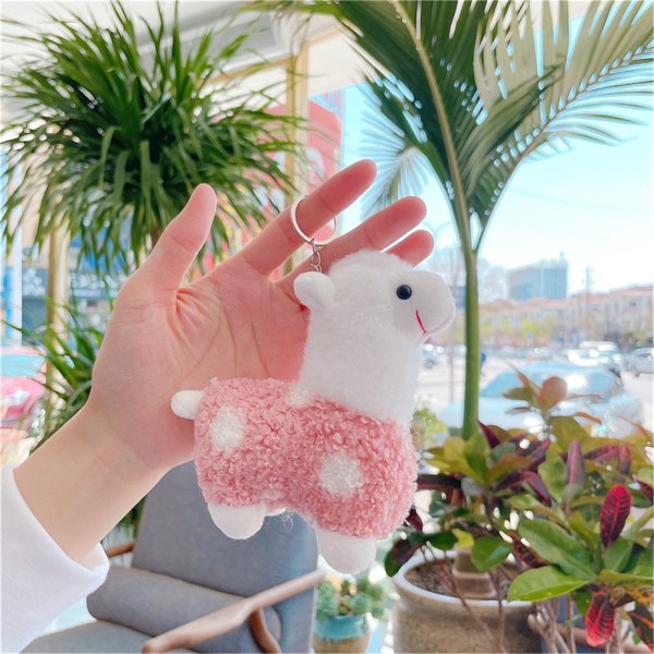 Alpaca- Nyckelring Plysch påsk Lama Plyschhänge Mini Fårdocka Gosedjur Nyckelring för flickor Pojkar - spot försäljning Pink One Size