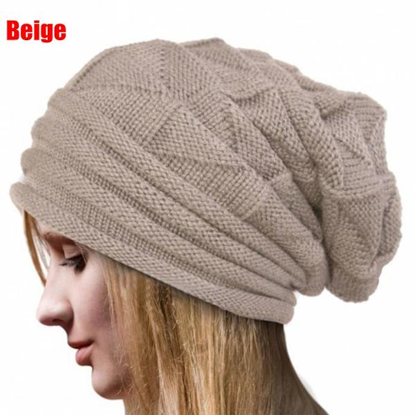 Virkad mössa Dam Kepsar Beanie BEIGE - on stock