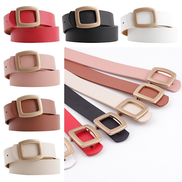 Läder brett bälte Gold Pin Spänne Midjeband SVART - on stock black