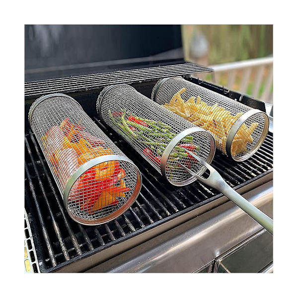 BBQ Rökt nät Grillcylinder Rostfritt stål Grillgaller Lägereld Grillhink Camping Pi - spot sales