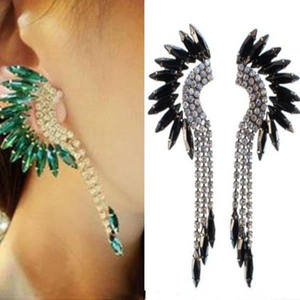 Kvinna Örhänge Lång Fringe Örhängen SVART - on stock black