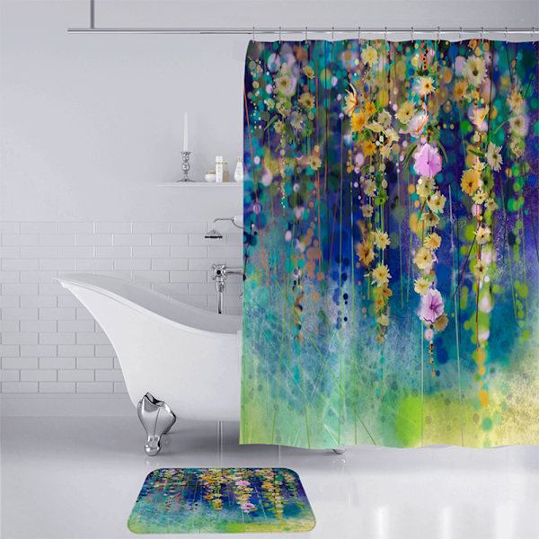 Dusch Vattentät Print Badrum Gardiner Fönster Toalett - high quality Blue 180*200 cm