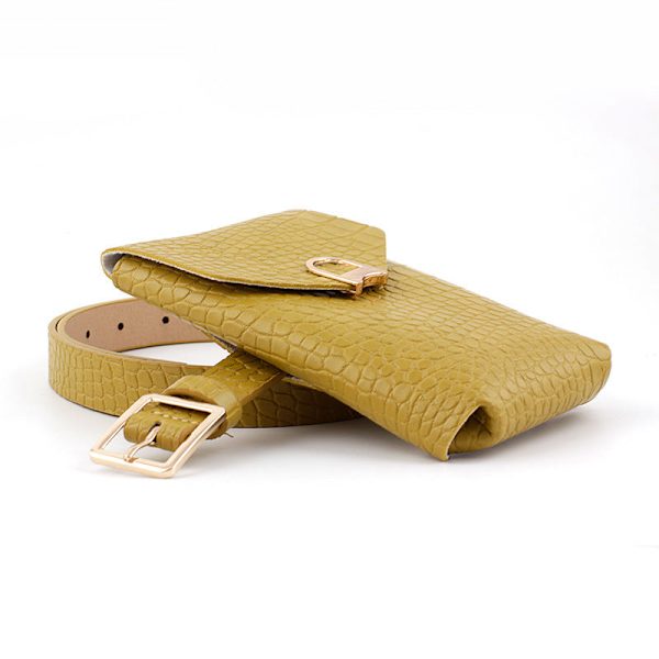 Naisten lompakko Kolikkolaukku Neliömäinen solki vyö vyölaukku Krokotiilikuvioinen Helposti irrotettava koristevyö - Stock Khaki 105*2.3cm
