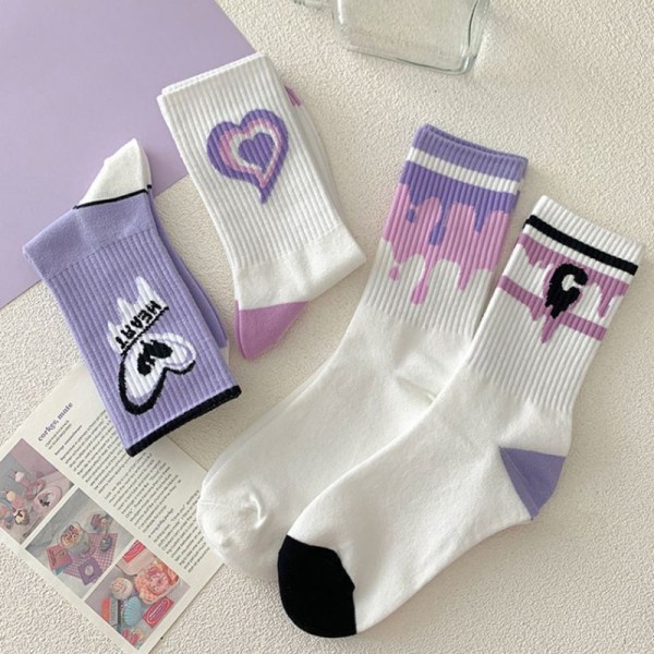 Purple Lovely Socks Lasten Naisten Lämpimät Puuvillasukat Medium - varastossa A7