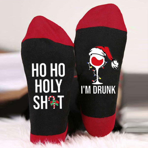 Jul tecknade Strumpor Xmas Nyhet Gåva Hem Warmer - on stock Black red