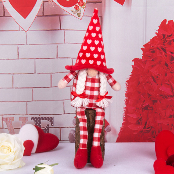 Röd Valentine Gnome fylld docka Skapa Sweet Warn Valentine-atmosfär för pojkvän Flickvän Par Present - high quality female