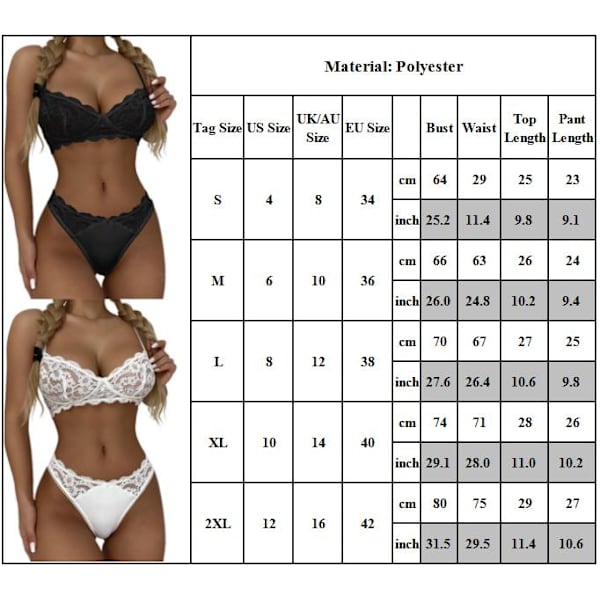 Damspets exig Teddy Babydoll BH&Tong Underkläder Nattkläder Present - spot sales white S