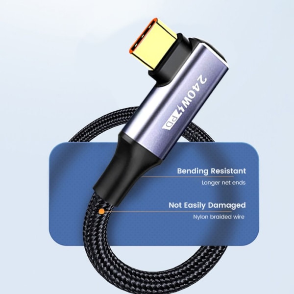 USB C Snabbladdningskabel PD 240W SVART 2M - on stock Black 2m