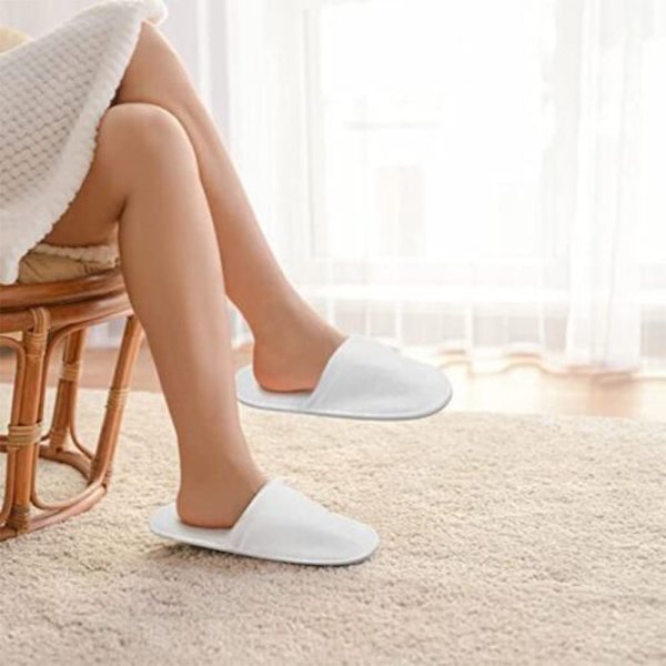 10 par engångstofflor Hotel Tofflor Spatofflor - on stock white