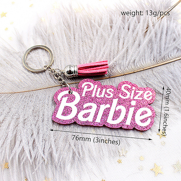 Tassel Barbie English Alphabet Keychain Women UV Print Hot Pin - varastossa 2