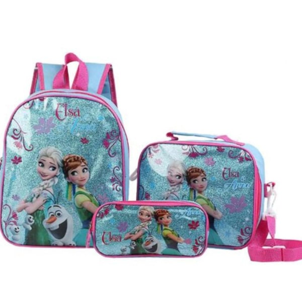 Frozen Ryggsäck Skolväska 3 Pack födelsedagspresent - high quality Blå