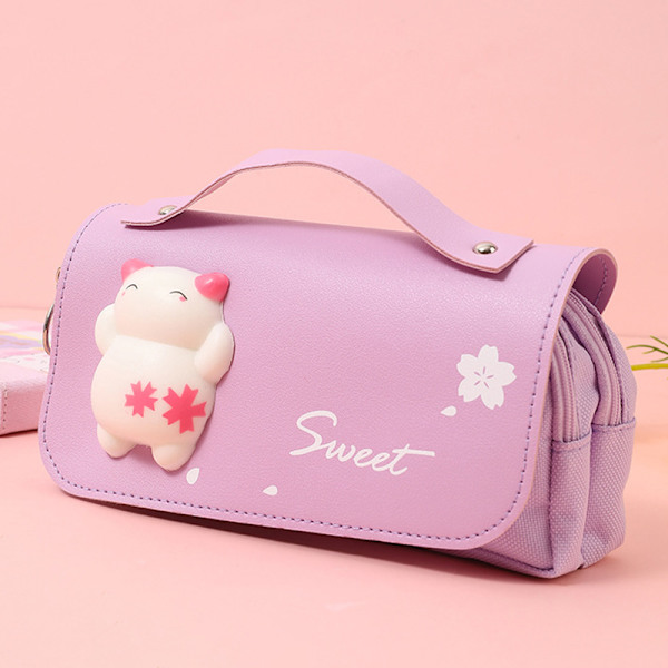 e Cat Case Suuri kynäkotelo Penaali Kaksikerroksinen Kawaii St - spot-myynti B