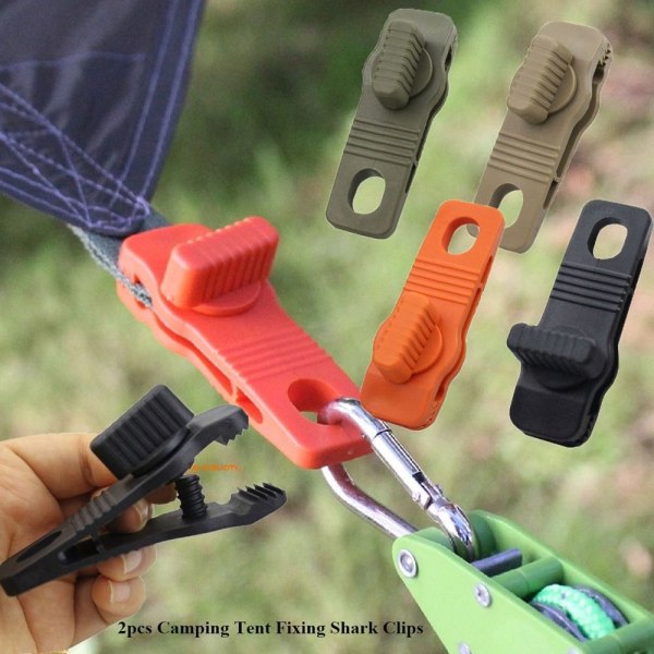 2st Campingtält Fixering Shark Clips Clamps SVART - spot sales Black