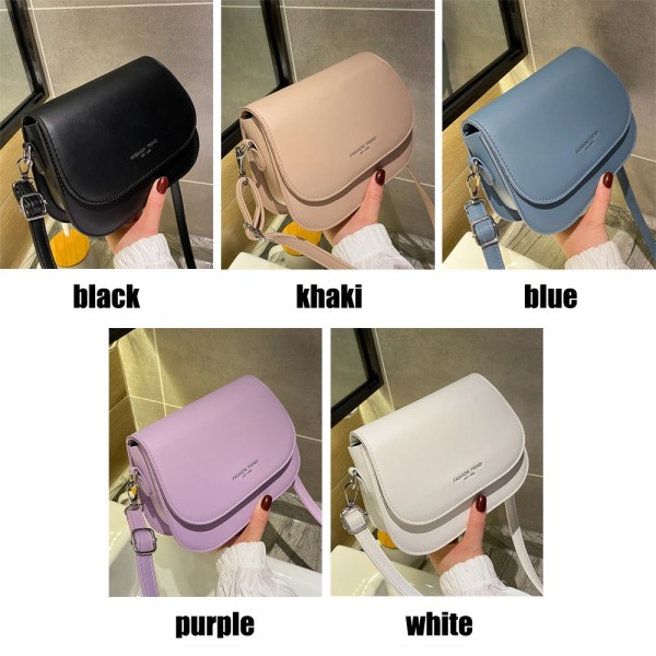 Trendig sadelaxelväska kvinnor PU-läder Crossbody-väska - spot sales black