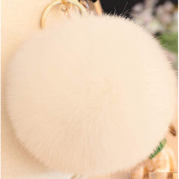 Pompoms Nyckelringar, Plyschväska Charms, Fluffy Pompom Bag Charms, - high quality Weiß