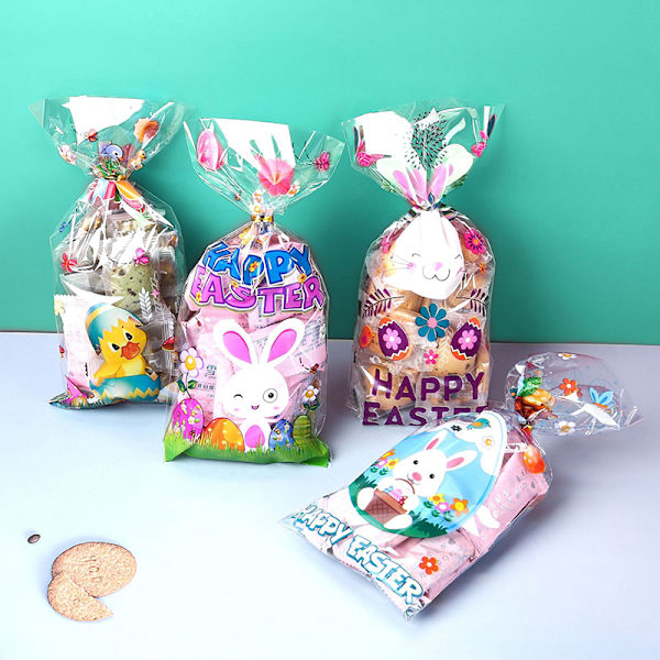 50st påsk presentpåsar med knyttråd Bunny ägg plast - high quality A